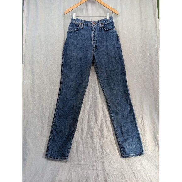 Wrangler straight high rise jeans rare no back pockets 80's women's 7/8 x 34 O1 - Picture 1 of 10